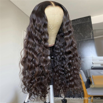 Top quality 200 density deep wave hd transparent lace frontal 13x6 wig 30 inch hd clear lace wig 12a lace front loose wave wigs